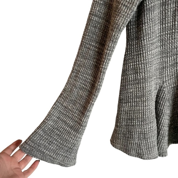 Anthropologie Postmark Maurisa Gray Waffle Knit Cowl Neck Sweater Top, Size M - Picture 3 of 7